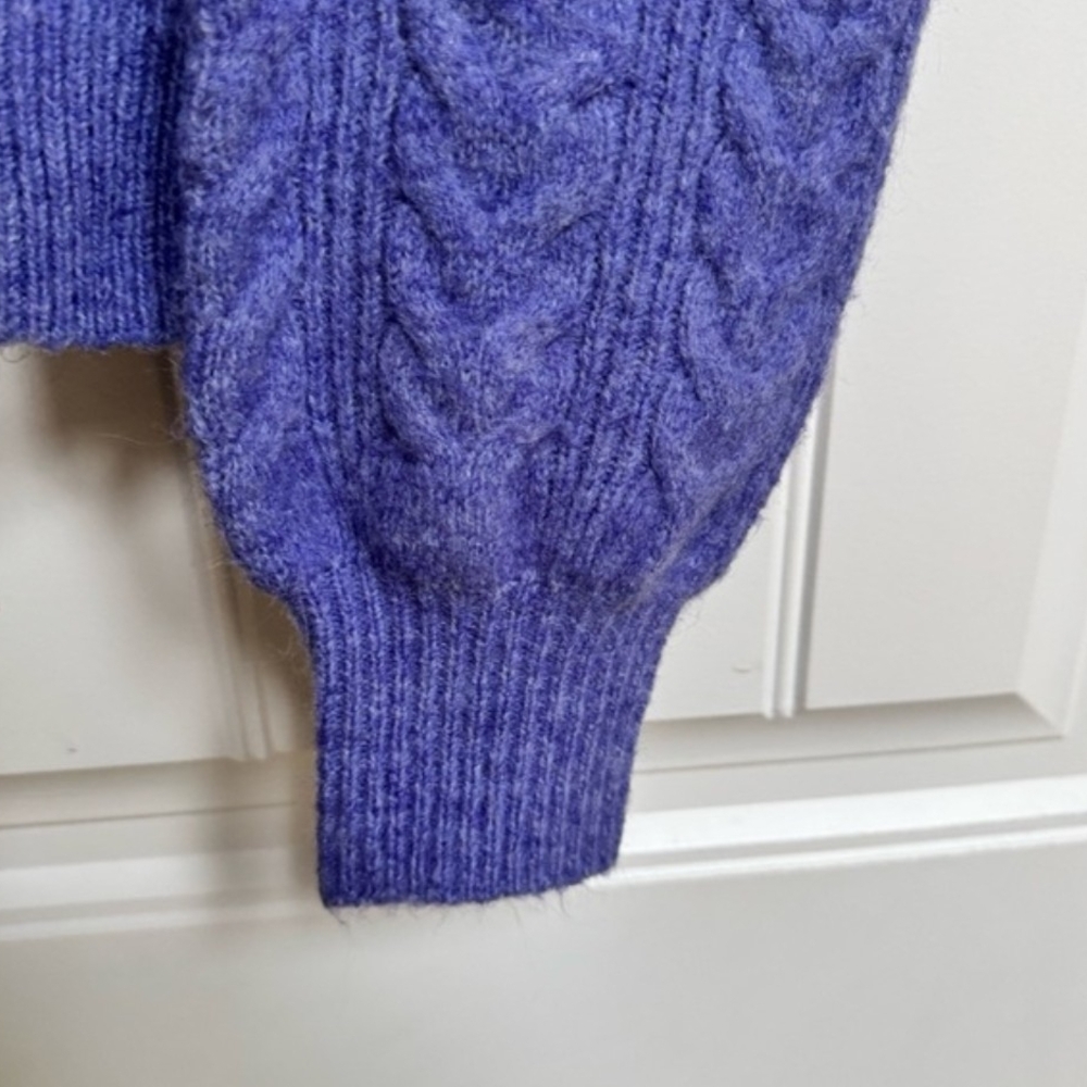 Twik Lavender Lilac Cable Knit Cardigan Acrylic Collared Button Up Size M - Picture 3 of 6